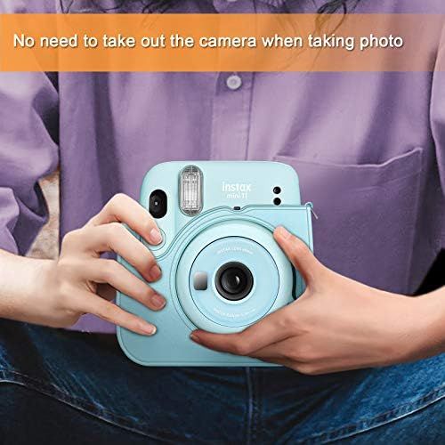  Fintie Protective Case for Fujifilm Instax Mini 11 Instant Camera - Premium Vegan Leather Bag Cover with Removable Adjustable Strap, Ice Blue