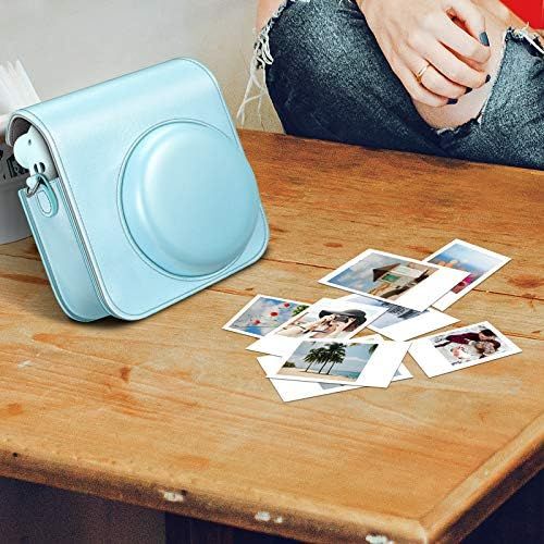  Fintie Protective Case for Fujifilm Instax Mini 11 Instant Camera - Premium Vegan Leather Bag Cover with Removable Adjustable Strap, Ice Blue