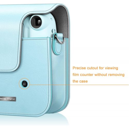  Fintie Protective Case for Fujifilm Instax Mini 11 Instant Camera - Premium Vegan Leather Bag Cover with Removable Adjustable Strap, Ice Blue