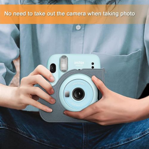  Fintie Protective Case for Fujifilm Instax Mini 11 Instant Camera - Premium Vegan Leather Bag Cover with Removable Adjustable Strap, Cloudy Blue