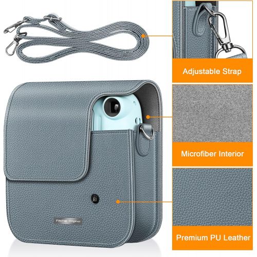 Fintie Protective Case for Fujifilm Instax Mini 11 Instant Camera - Premium Vegan Leather Bag Cover with Removable Adjustable Strap, Cloudy Blue