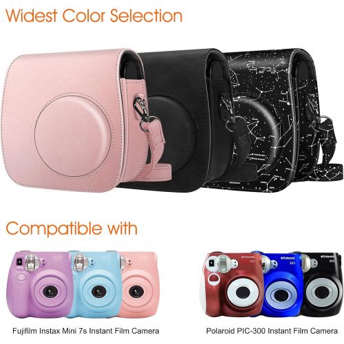  Fintie Protective Case Compatible with Polaroid PIC-300 / Fujifilm Instax Mini 7s Instant Film Camera - Premium Vegan Leather Bag Cover with Removable Strap, Constellation