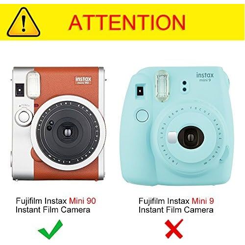  Fintie Protective Case Compatible with Fujifilm Instax Mini 90 Neo Classic Instant Film Camera - Premium Vegan Leather Bag Cover with Removable Strap, Vintage Brown