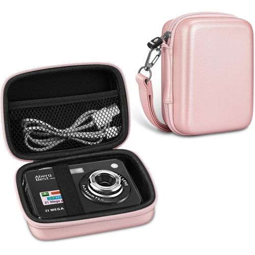  Fintie Digital Camera Case Compatible with AbergBest 21 Mega Pixels 2.7 LCD Rechargeable HD/ Kodak Pixpro/ Canon PowerShot ELPH 180/190 / Sony DSCW800 / DSCW830 Cameras, Rose Gold