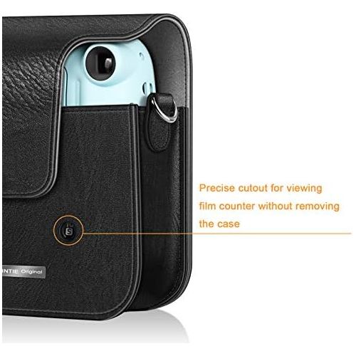  Fintie Protective Case for Fujifilm Instax Mini 11 Instant Camera - Premium Vegan Leather Bag Cover with Removable Adjustable Strap, Black