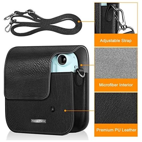  Fintie Protective Case for Fujifilm Instax Mini 11 Instant Camera - Premium Vegan Leather Bag Cover with Removable Adjustable Strap, Black