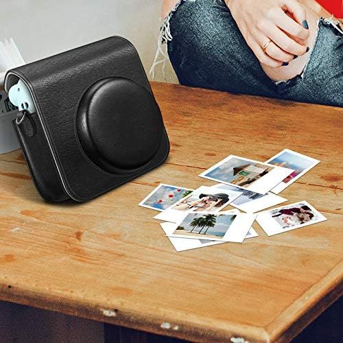  Fintie Protective Case for Fujifilm Instax Mini 11 Instant Camera - Premium Vegan Leather Bag Cover with Removable Adjustable Strap, Black