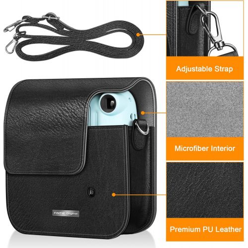  Fintie Protective Case for Fujifilm Instax Mini 11 Instant Camera - Premium Vegan Leather Bag Cover with Removable Adjustable Strap, Black