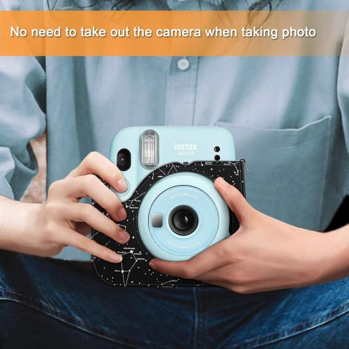  Fintie Protective Case for Fujifilm Instax Mini 11 Instant Camera - Premium Vegan Leather Bag Cover with Removable Adjustable Strap, Constellation