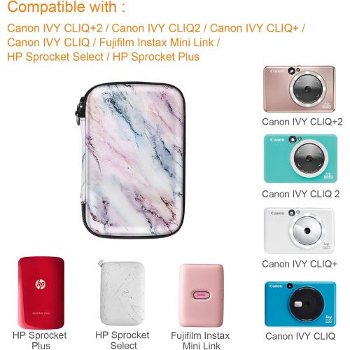  Fintie Protective Case for Fujifilm Instax Mini Link, HP Sprocket Select/Plus, Canon Ivy CLIQ/CLIQ+/CLIQ2/CLIQ+2 Instant Camera Printer - Shockproof Hard Shell Carrying Case, Marbl