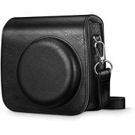 Fintie Protective Case Compatible with Fujifilm Instax Mini 8 Mini 8+ Mini 9 Instant Camera - Premium Vegan Leather Bag Cover with Removable Strap, Vintage Black