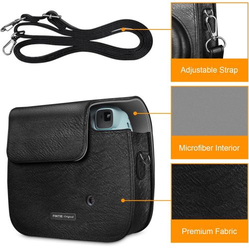  Fintie Protective Case Compatible with Fujifilm Instax Mini 8 Mini 8+ Mini 9 Instant Camera - Premium Vegan Leather Bag Cover with Removable Strap, Vintage Black