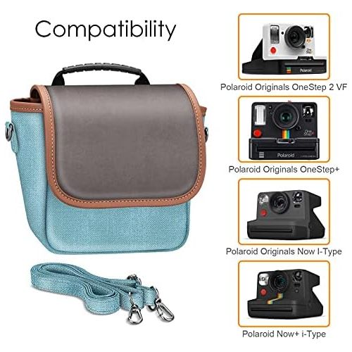  Fintie Carrying Case Compatible with Polaroid OneStep+, Onestep 2 VF, Now+ I-Type, Now I-Type Instant Film Camera - Premium Vegan Leather Travel Bag w/Removable Strap & Pocket