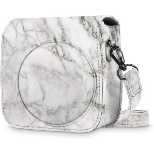  Fintie Protective Case Compatible with Fujifilm Instax Mini 8 Mini 8+ Mini 9 Instant Camera - Premium Vegan Leather Bag Cover with Removable Strap, Marble