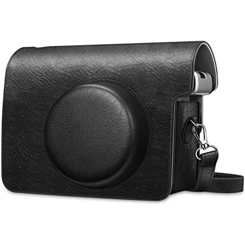  Fintie Protective Case for Fujifilm Instax Wide 300 Instant Film Camera - Premium Vegan Leather Bag Cover with Removable Strap, Vintage Black