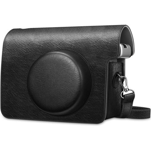  Fintie Protective Case for Fujifilm Instax Wide 300 Instant Film Camera - Premium Vegan Leather Bag Cover with Removable Strap, Vintage Black