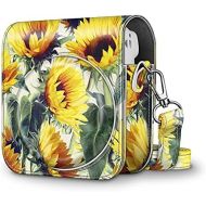 Fintie Protective Case for Fujifilm Instax Mini 11 Instant Camera - Premium Vegan Leather Bag Cover with Removable Adjustable Strap, Sunflowers