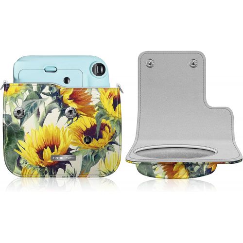  Fintie Protective Case for Fujifilm Instax Mini 11 Instant Camera - Premium Vegan Leather Bag Cover with Removable Adjustable Strap, Sunflowers