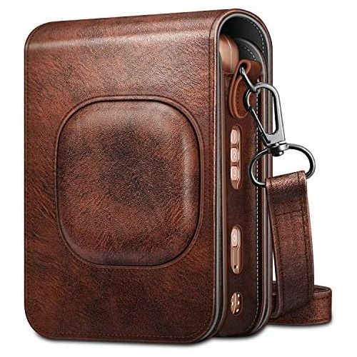  Fintie Carrying Case for Fujifilm Instax Mini LiPlay Hybrid Instant Camera - Premium Vegan Leather Portable Bag Cover with Removable Strap (Brown)