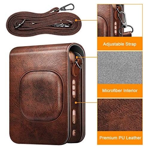  Fintie Carrying Case for Fujifilm Instax Mini LiPlay Hybrid Instant Camera - Premium Vegan Leather Portable Bag Cover with Removable Strap (Brown)