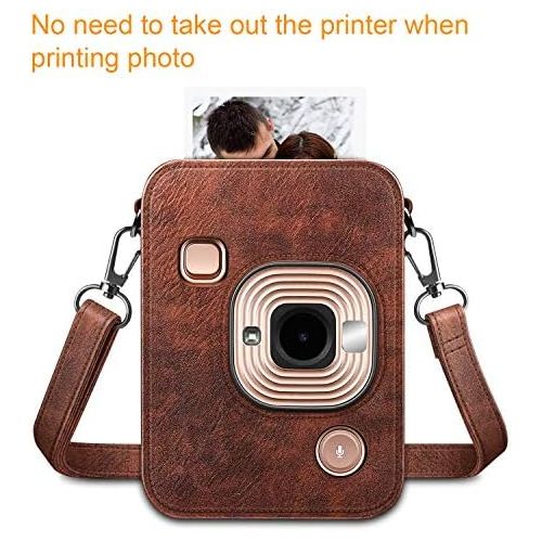  Fintie Carrying Case for Fujifilm Instax Mini LiPlay Hybrid Instant Camera - Premium Vegan Leather Portable Bag Cover with Removable Strap (Brown)