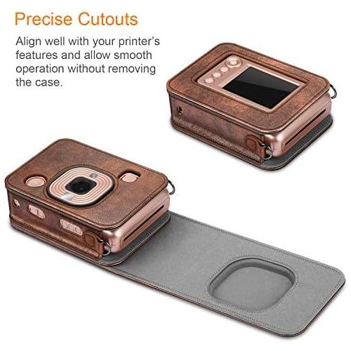  Fintie Carrying Case for Fujifilm Instax Mini LiPlay Hybrid Instant Camera - Premium Vegan Leather Portable Bag Cover with Removable Strap (Brown)