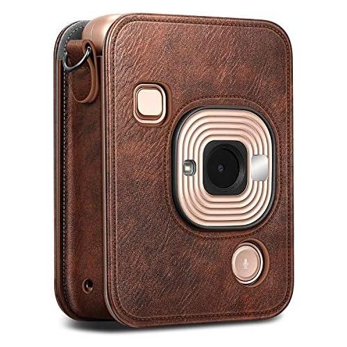  Fintie Carrying Case for Fujifilm Instax Mini LiPlay Hybrid Instant Camera - Premium Vegan Leather Portable Bag Cover with Removable Strap (Brown)