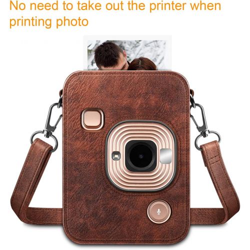  Fintie Carrying Case for Fujifilm Instax Mini LiPlay Hybrid Instant Camera - Premium Vegan Leather Portable Bag Cover with Removable Strap (Brown)