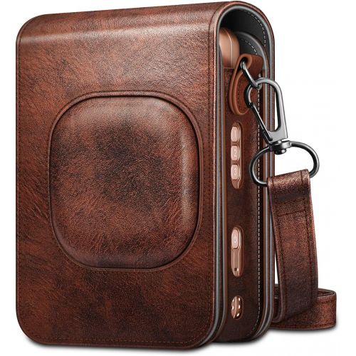  Fintie Carrying Case for Fujifilm Instax Mini LiPlay Hybrid Instant Camera - Premium Vegan Leather Portable Bag Cover with Removable Strap (Brown)