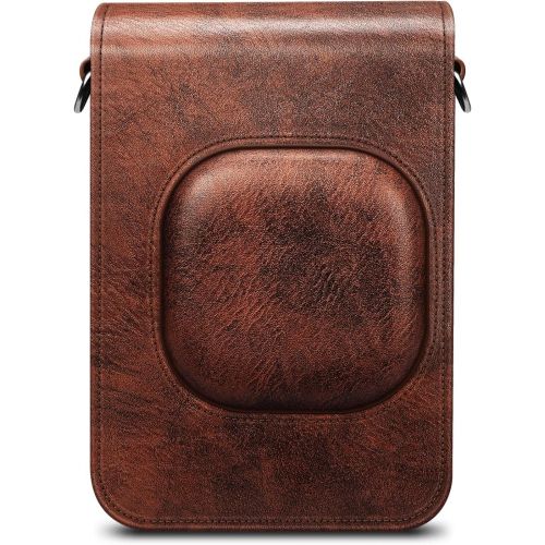  Fintie Carrying Case for Fujifilm Instax Mini LiPlay Hybrid Instant Camera - Premium Vegan Leather Portable Bag Cover with Removable Strap (Brown)