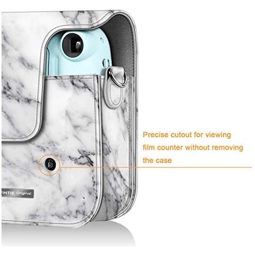  Fintie Protective Case for Fujifilm Instax Mini 11 Instant Camera - Premium Vegan Leather Bag Cover with Removable Adjustable Strap, Marble