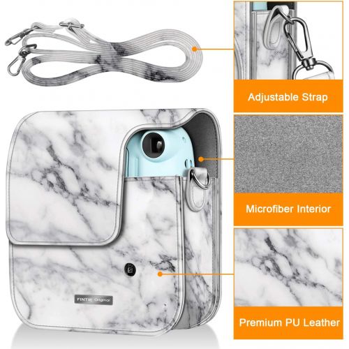  Fintie Protective Case for Fujifilm Instax Mini 11 Instant Camera - Premium Vegan Leather Bag Cover with Removable Adjustable Strap, Marble