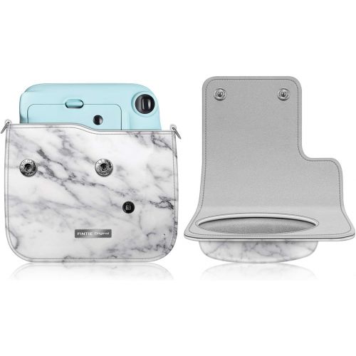  Fintie Protective Case for Fujifilm Instax Mini 11 Instant Camera - Premium Vegan Leather Bag Cover with Removable Adjustable Strap, Marble