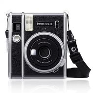 Fintie Protective Clear Case for Fujifilm Instax Mini 40 Instant Film Camera - Crystal Hard PVC Cover with Removable Shoulder Strap, Clear