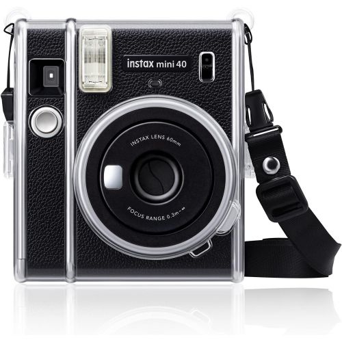  Fintie Protective Clear Case for Fujifilm Instax Mini 40 Instant Film Camera - Crystal Hard PVC Cover with Removable Shoulder Strap, Clear