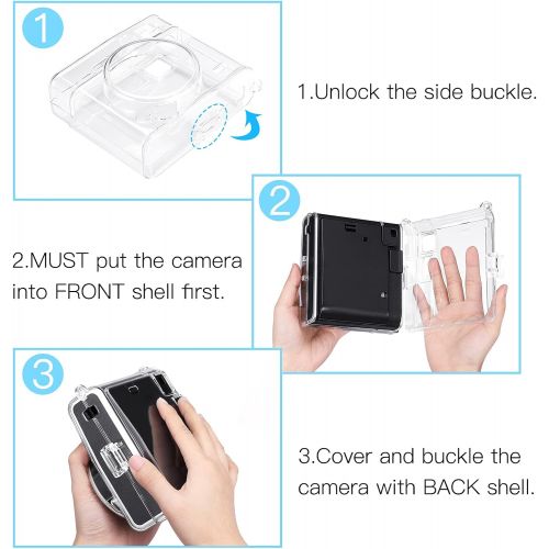  Fintie Protective Clear Case for Fujifilm Instax Mini 40 Instant Film Camera - Crystal Hard PVC Cover with Removable Shoulder Strap, Clear