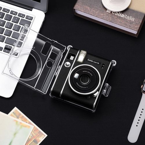 Fintie Protective Clear Case for Fujifilm Instax Mini 40 Instant Film Camera - Crystal Hard PVC Cover with Removable Shoulder Strap, Clear