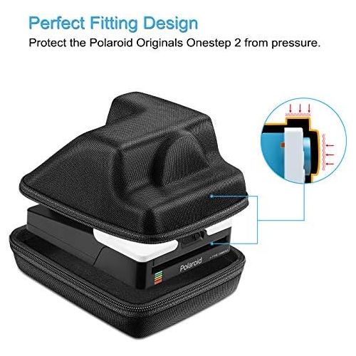  Fintie Protective Case for Polaroid OneStep+, Onestep 2 VF, Now+, Now I-Type Instant Film Camera - [Unique Shape Design] Hard Shell Carrying Case w/Adjustable Hand Strap & Metal Ho
