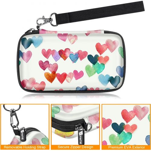  Fintie Protective Case for Kodak Step/Kodak Mini 2 HD/Kodak PRINTOMATIC/Kodak Smile Camera & Printer - Shockproof Hard Shell Carrying Case with Inner Pocket, Raining Hearts