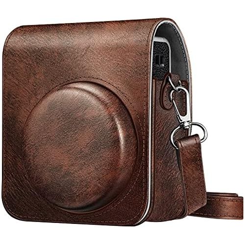  Fintie Protective Case for Fujifilm Instax Mini 40 Instant Camera - Premium Vegan Leather Bag Cover with Removable Adjustable Strap, Vintage Brown