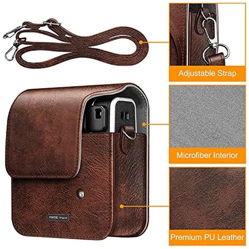  Fintie Protective Case for Fujifilm Instax Mini 40 Instant Camera - Premium Vegan Leather Bag Cover with Removable Adjustable Strap, Vintage Brown