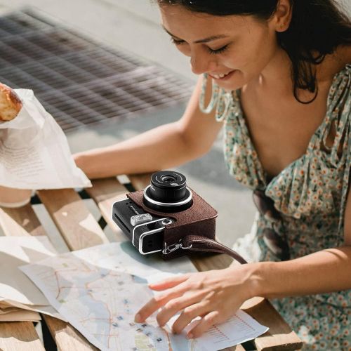  Fintie Protective Case for Fujifilm Instax Mini 40 Instant Camera - Premium Vegan Leather Bag Cover with Removable Adjustable Strap, Vintage Brown