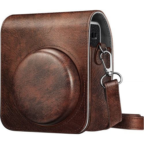  Fintie Protective Case for Fujifilm Instax Mini 40 Instant Camera - Premium Vegan Leather Bag Cover with Removable Adjustable Strap, Vintage Brown