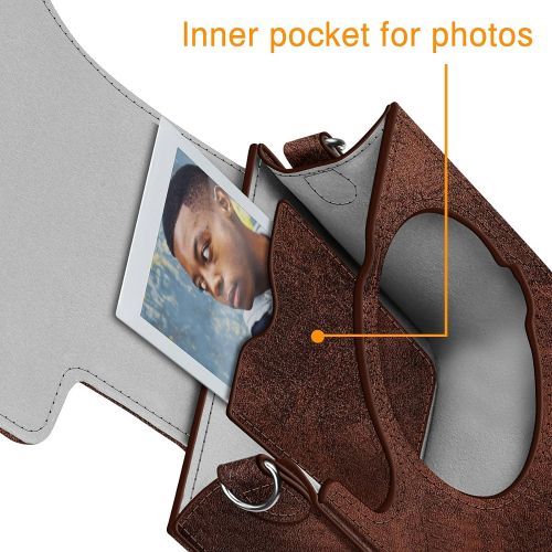  Fintie Protective Case for Fujifilm Instax Mini 40 Instant Camera - Premium Vegan Leather Bag Cover with Removable Adjustable Strap, Vintage Brown