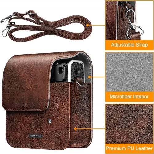  Fintie Protective Case for Fujifilm Instax Mini 40 Instant Camera - Premium Vegan Leather Bag Cover with Removable Adjustable Strap, Vintage Brown