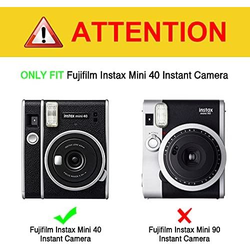  Fintie Protective Case for Fujifilm Instax Mini 40 Instant Camera - Premium Vegan Leather Bag Cover with Removable Adjustable Strap, Vintage Black