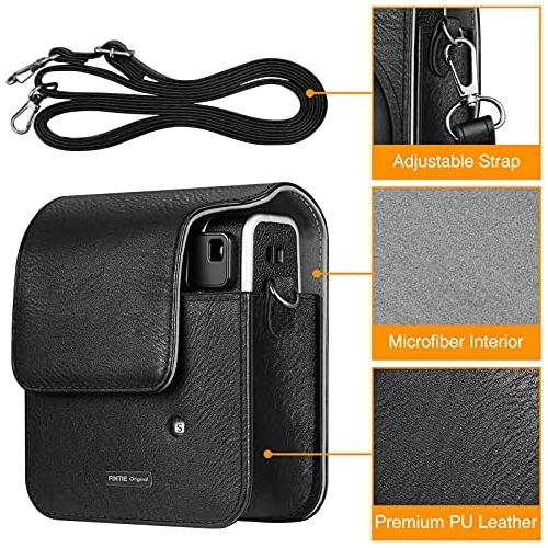  Fintie Protective Case for Fujifilm Instax Mini 40 Instant Camera - Premium Vegan Leather Bag Cover with Removable Adjustable Strap, Vintage Black