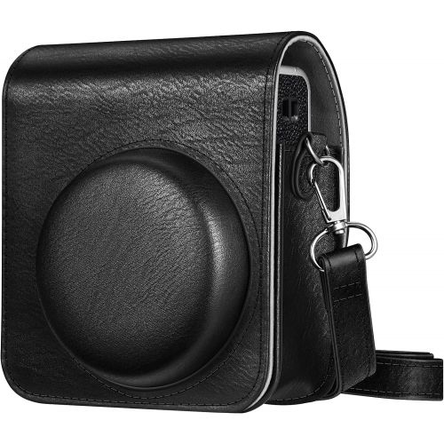  Fintie Protective Case for Fujifilm Instax Mini 40 Instant Camera - Premium Vegan Leather Bag Cover with Removable Adjustable Strap, Vintage Black