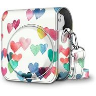 Fintie Protective Case for Fujifilm Instax Mini 11 Instant Camera - Premium Vegan Leather Bag Cover with Removable Adjustable Strap, Raining Hearts