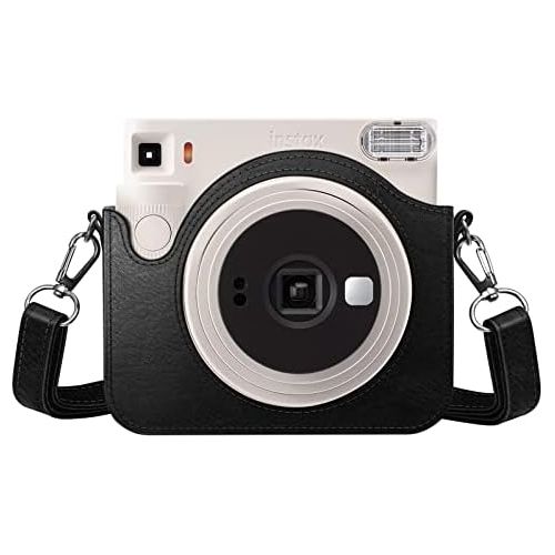  Fintie Protective Case for Fujifilm Instax Square SQ1 Instant Camera - Premium Vegan Leather Bag Cover with Removable Adjustable Strap, Vintage Black